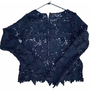 MASCARA SHEER BLACK LACE, LONG SLEEVE TOP